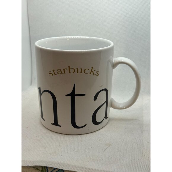 Starbucks Atlanta City Mug 1994 Collector Series White & Gold Ceramic - Picture 5 of 7